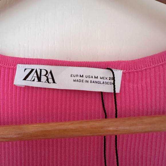 NWT Pink Zara Tie Front Top (sz medium) - Picture 3 of 3
